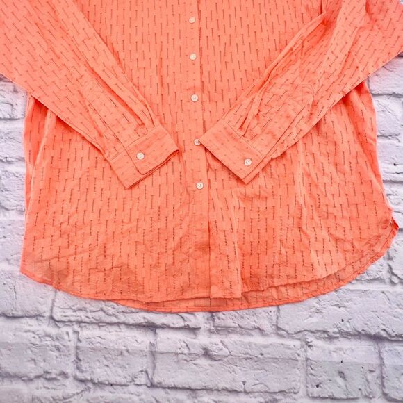 NOT FOR SALE Loft Shirt Blouse‎ Women's Small Peach Swiss Dot Print Button Front - Picture 3 of 8